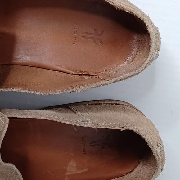 Frye Shoes Mens 10.5 Suede Loafers Slip On Ash Venetian Leather Casual Dress - Picture 9 of 10